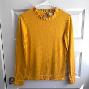 J.Crew Yellow Ruffle Neck Sweater
